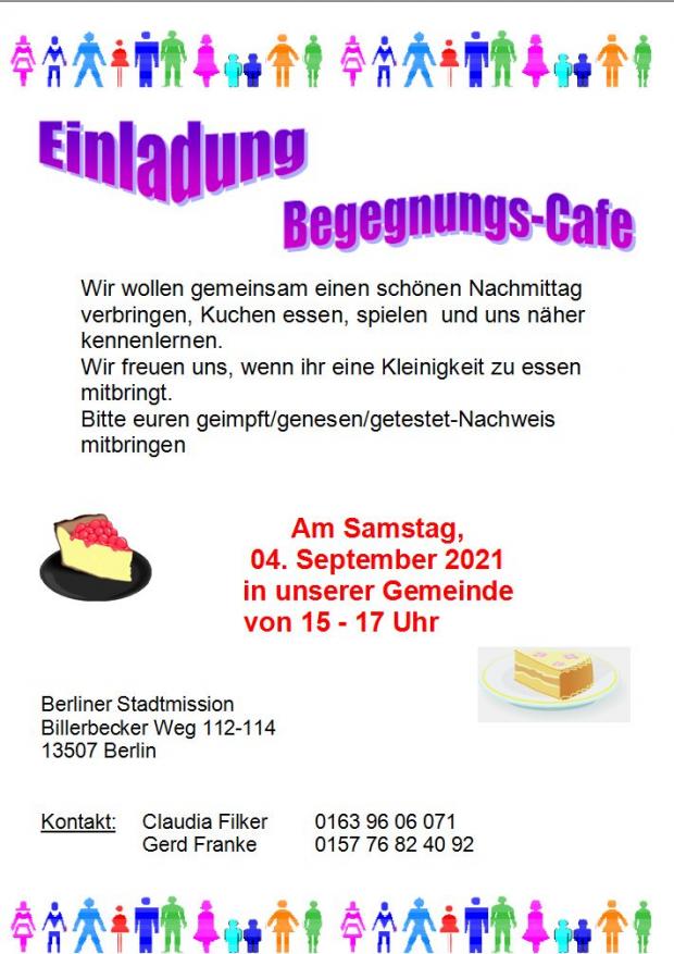 Einladungs Begegnungs-Cafe Samstag 04. September 21